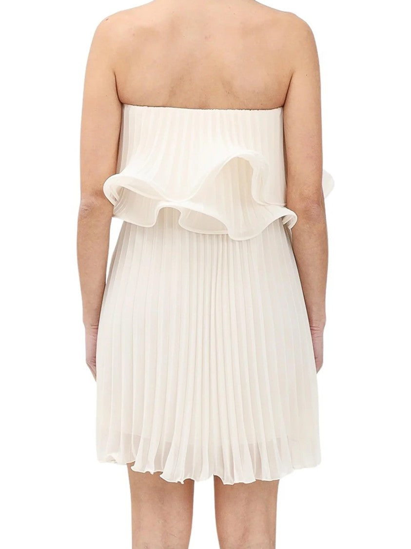 Simona Corsellini White Polyester Pleated Mini Dress