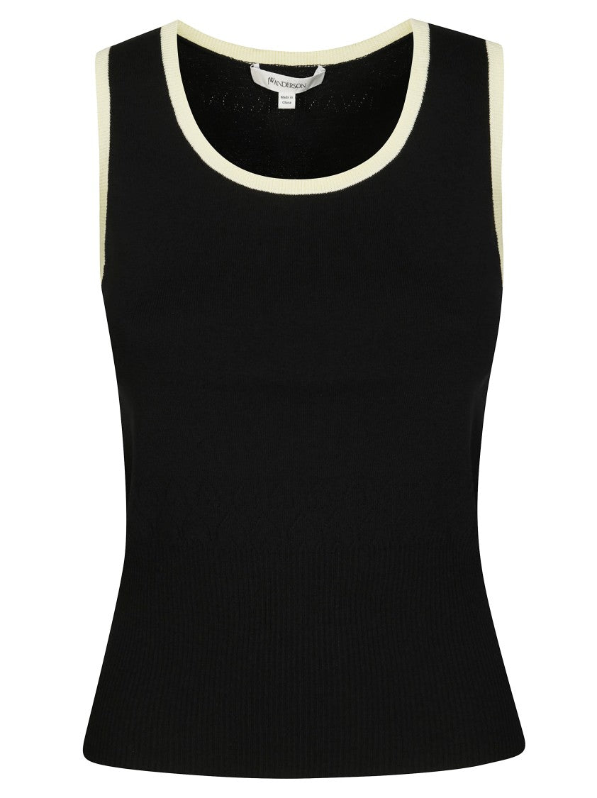 J. W. Anderson Fitted Black Ribbed Vest With Contrasting Trim