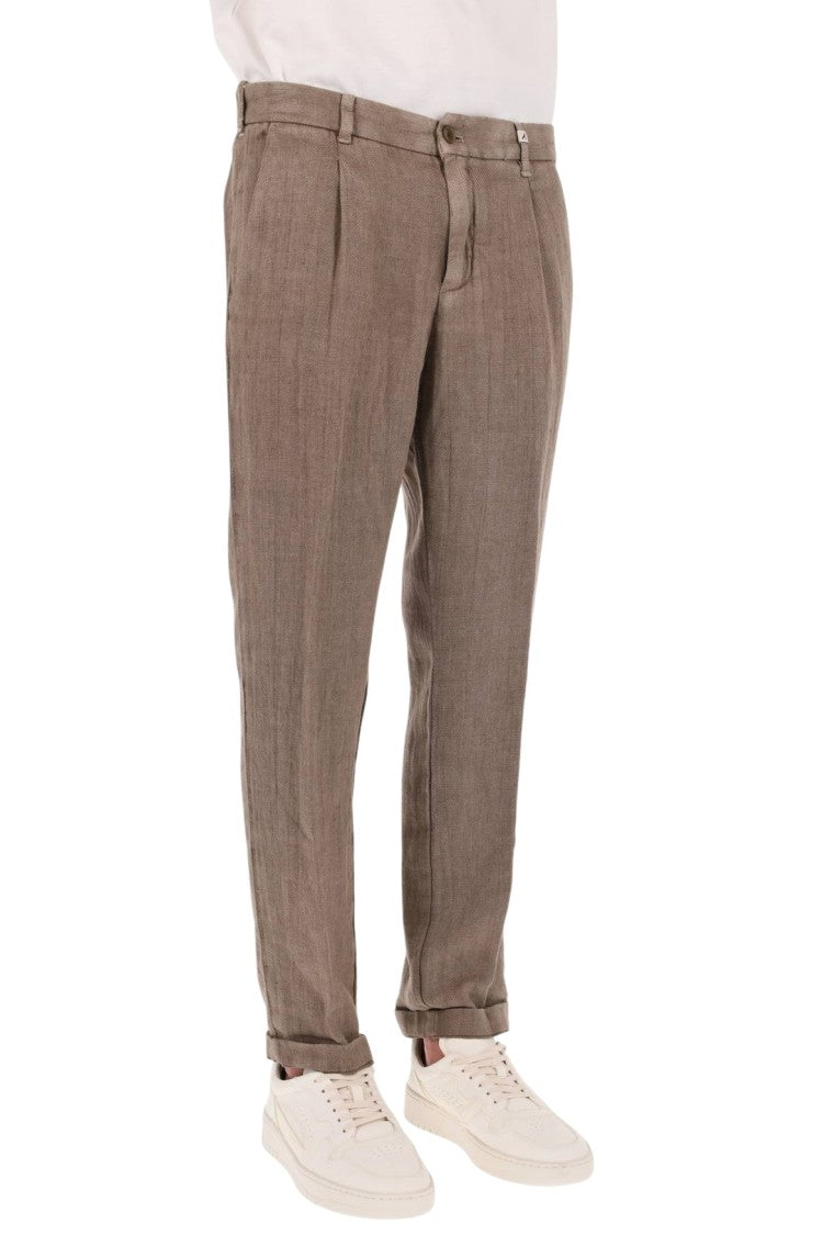 Myths Linen Pants With Elasticated Waistband And Classic Design