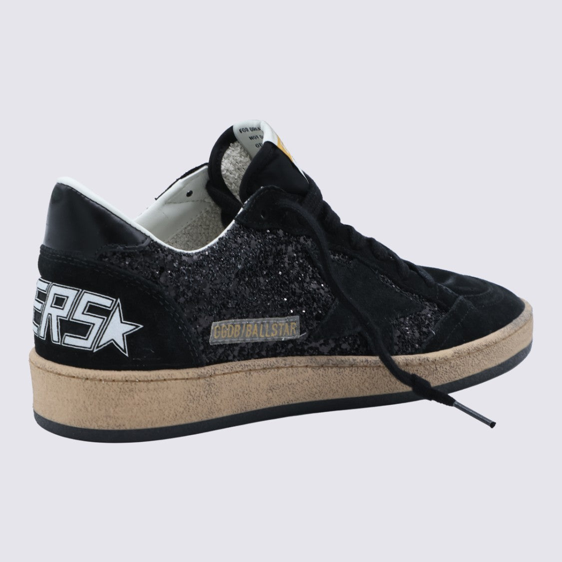 Golden Goose Low-Top Black Glitter Sneakers With Suede Overlays