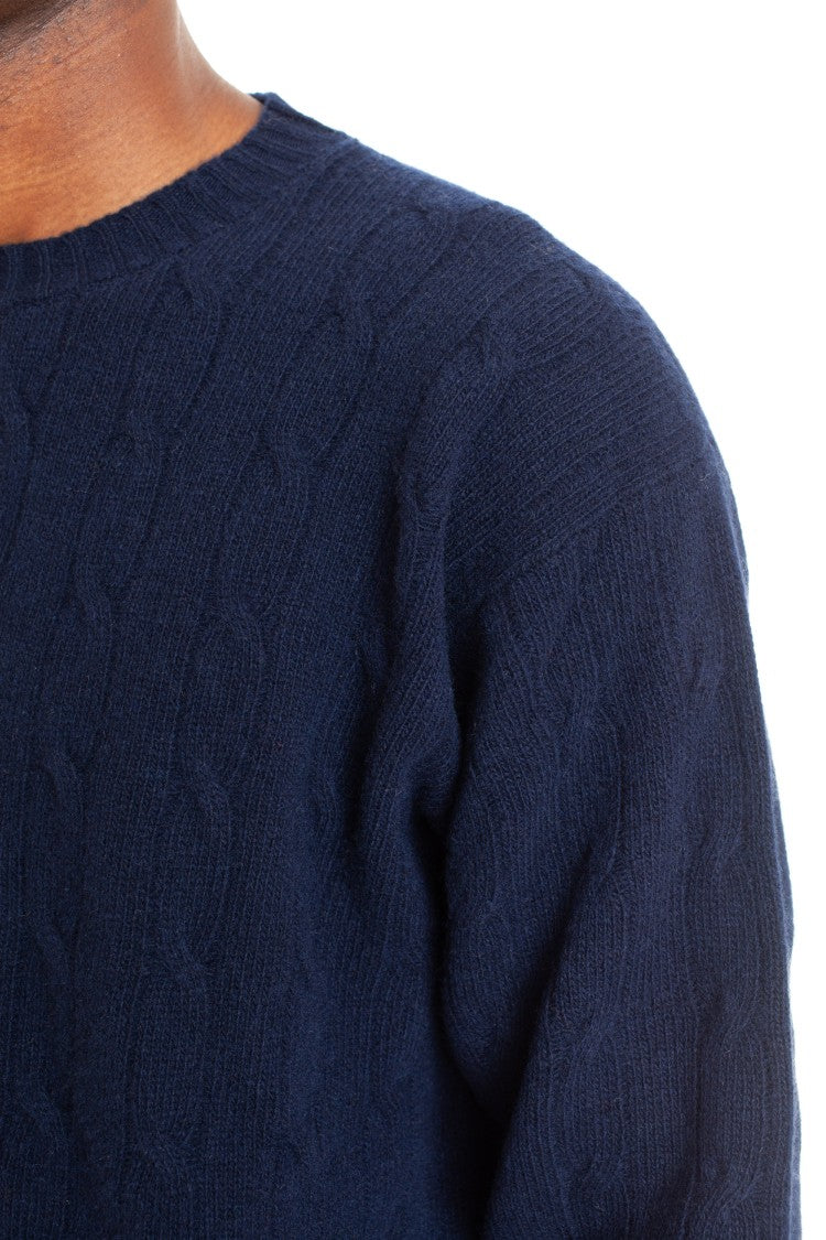 Roberto Collina Wool-Cashmere Cable Knit Crewneck Sweater