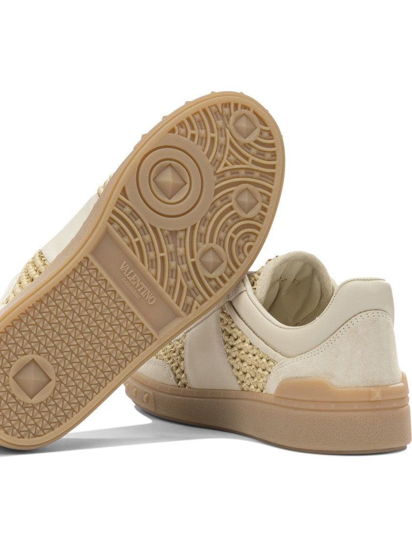 Valentino Garavani Beige Leather And Rubber Low-Top Slip-Ons