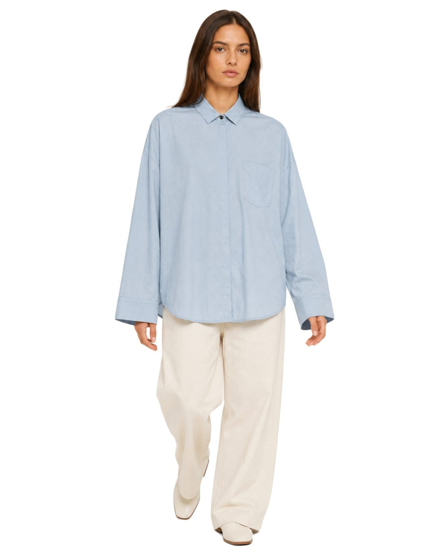 Nine In The Morning Heavenly Light Blue Classic Collar Cotton Shirt
