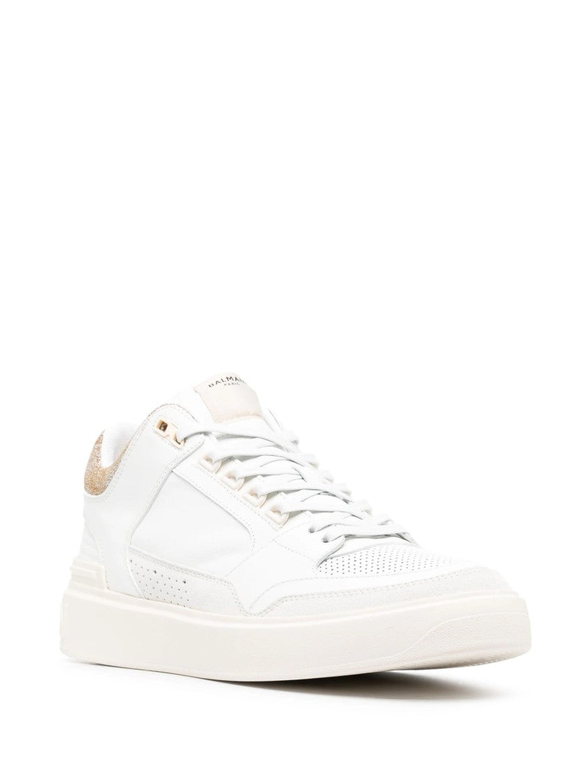 Balmain B Court Mid Top-Calfskin/Suede Trainers