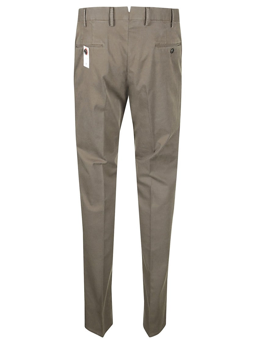 Pt Torino Tailored Brown Super Slim Pants In Stretch Cotton Batavia