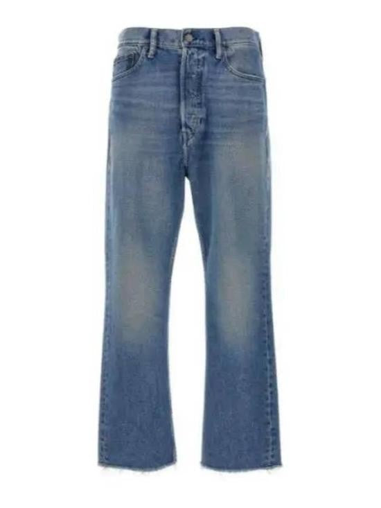 Polo Ralph Lauren Classic Blue Wash Denim Pants With Raw Hem Finish