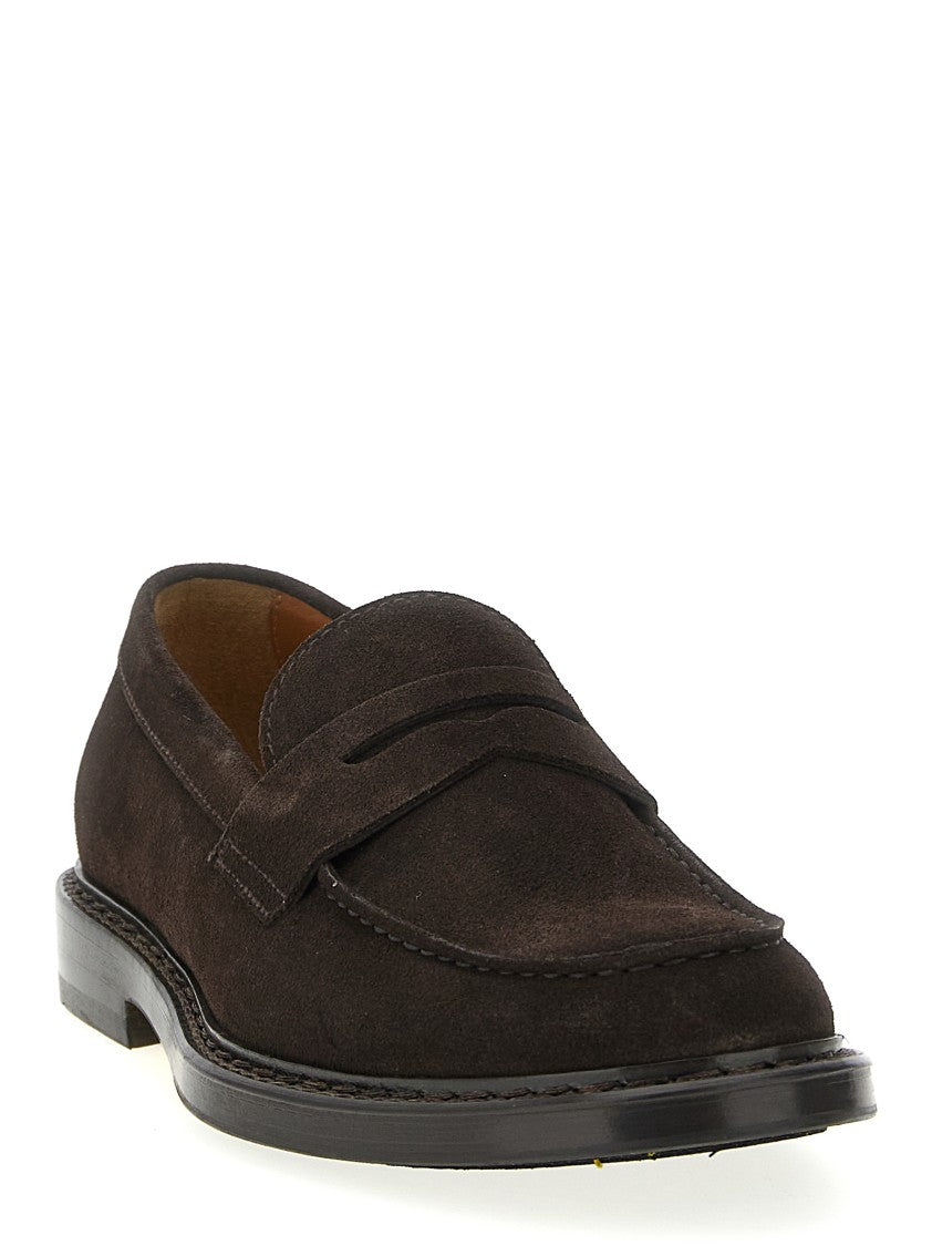 Doucal's Penny Strap Suede Loafers With Embossed Tub Stitching