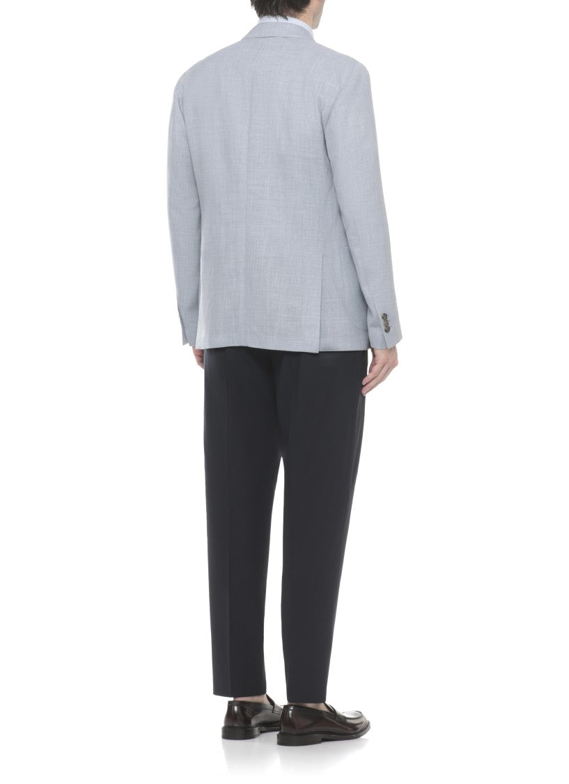 Lardini Light Blue Wool Single Breasted Blazer