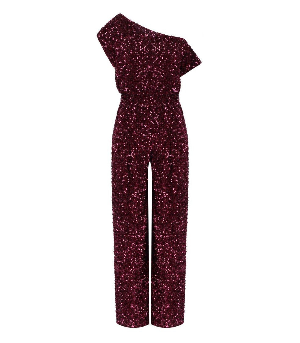 Elisabetta Franchi Rouge Noir Jumpsuit With Sequins