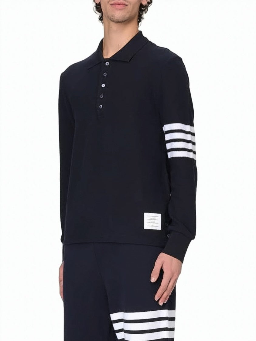 Thom Browne Long-Sleeve Polo Shirt With Classic Collar