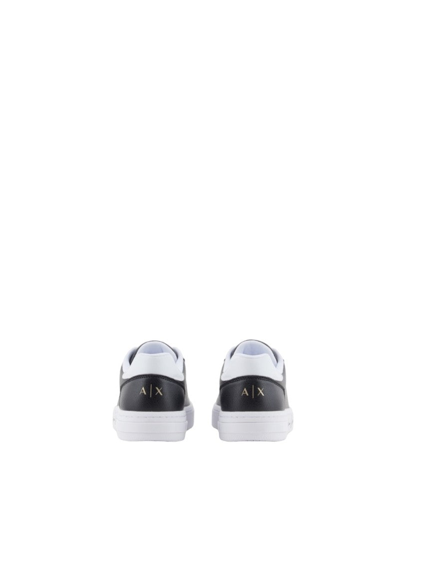 Armani Exchange Box Bottom Black Leather Sneakers Detailing