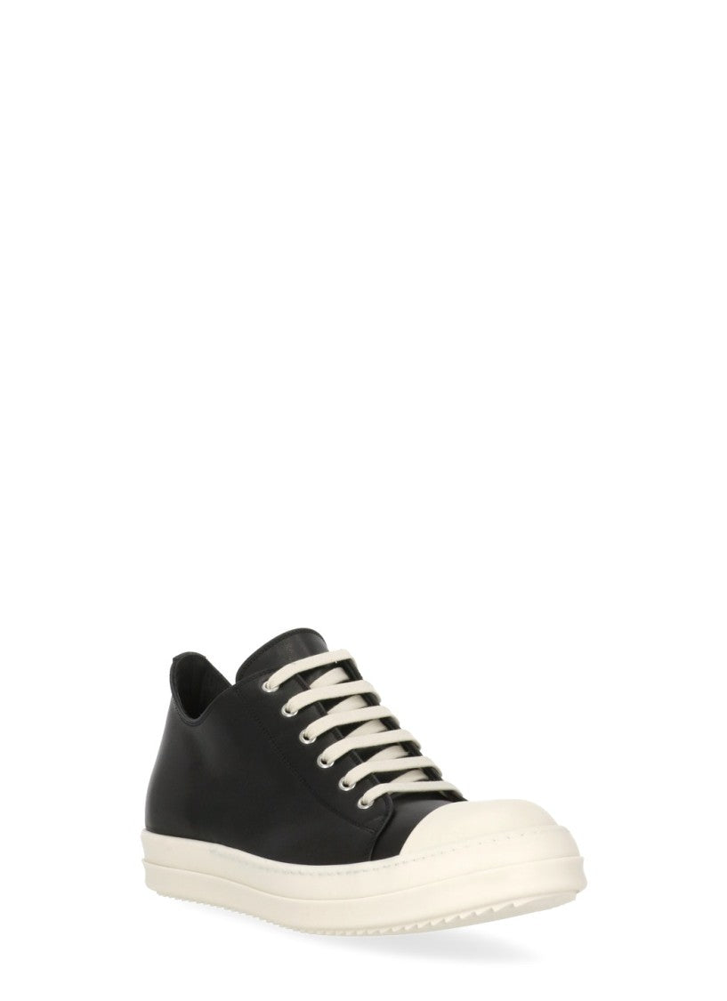 Rick Owens Black White Round Tip Sneakers