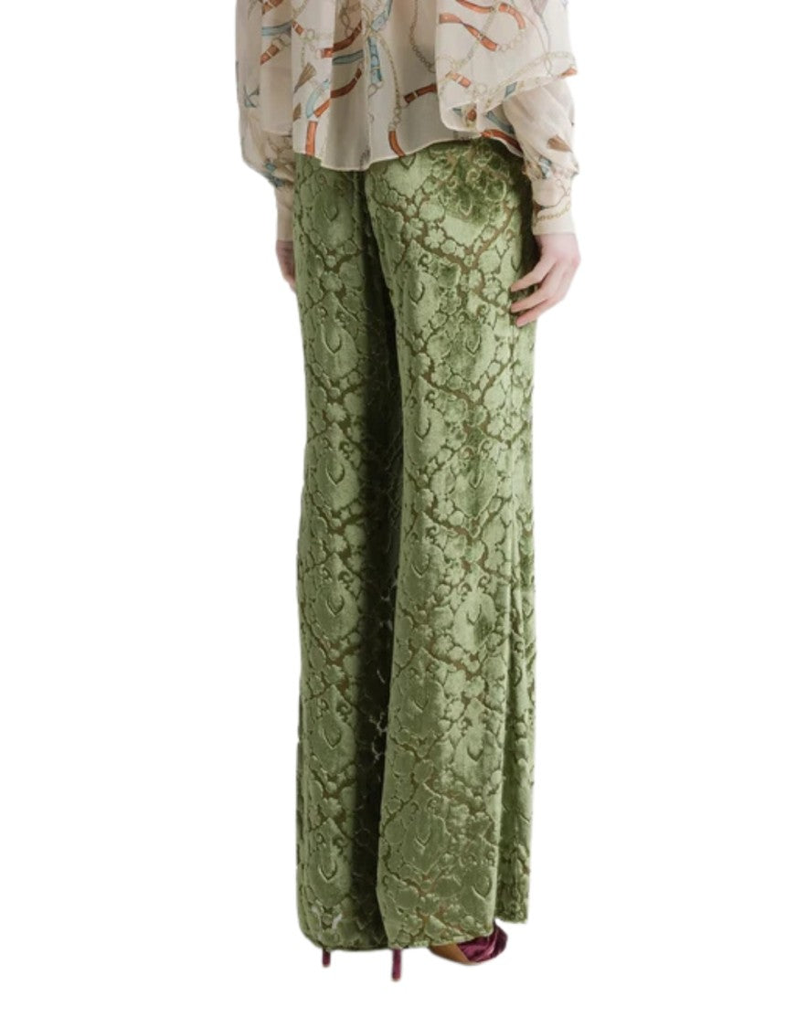 Forte Forte Leaf Green Floral Viscose-Blend Straight-Leg Pants
