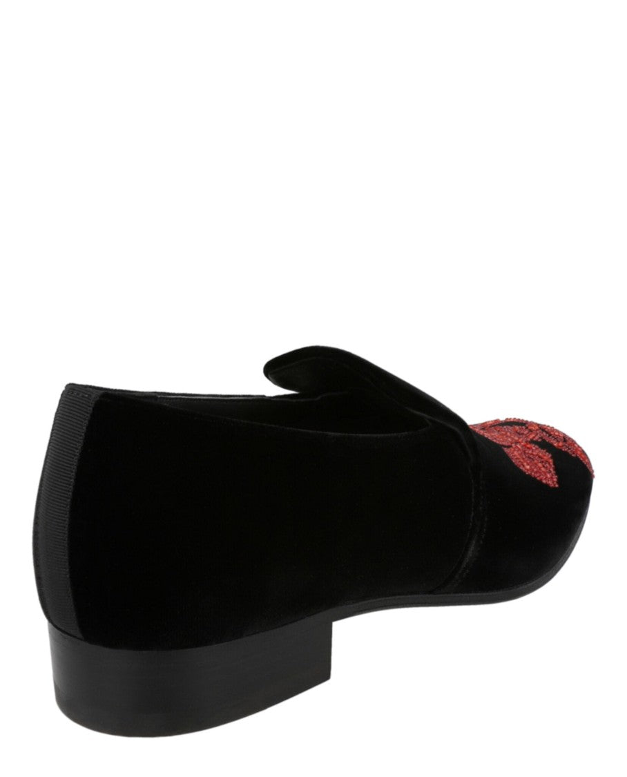 Alexander Mcqueen Beaded Orchid Velvet Loafers