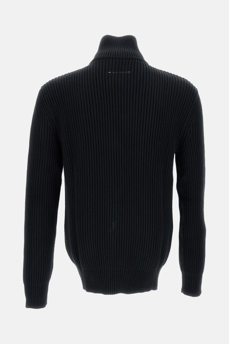 Mm6 By Maison Margiela Ribbed Wool High-Neck Zip-Up Sweater