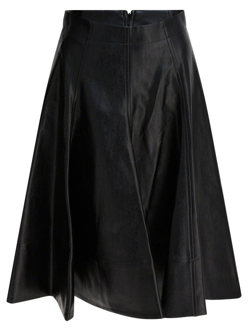 Thelaurent Black Polyurethane Skirt With High Waist