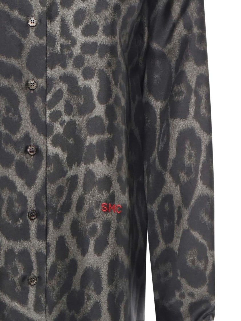 Stella Mccartney Leopard Print Shirt With Classic Collar And Embroidered Detail