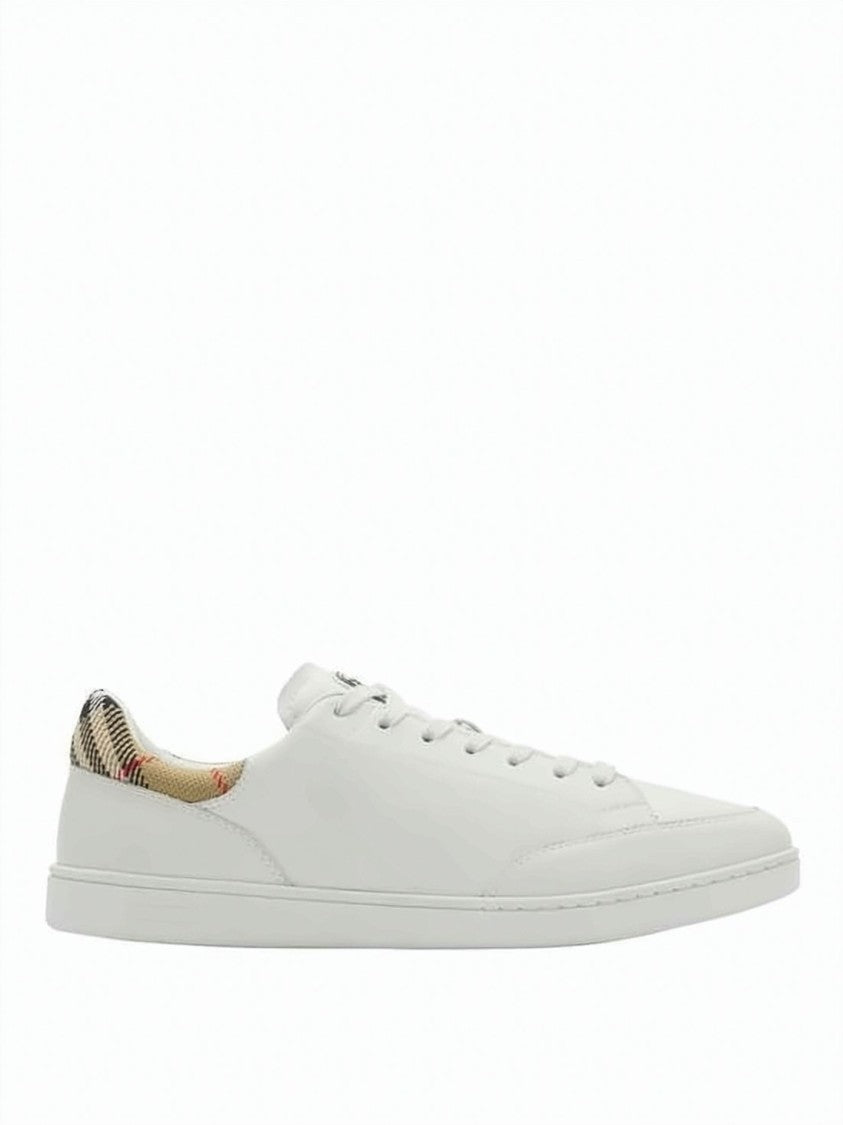 Burberry Leather Low-Top Sneakers With Distinctive Checkered Accents