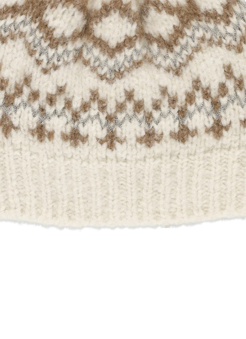 Peserico White Patterned Beaded Hat