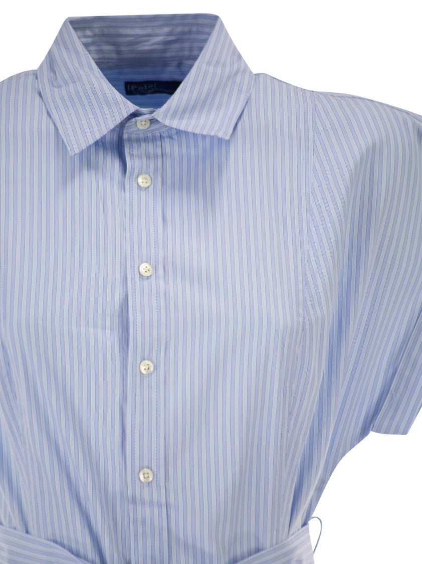 Polo Ralph Lauren Striped Cotton Shirt Dress With Belt