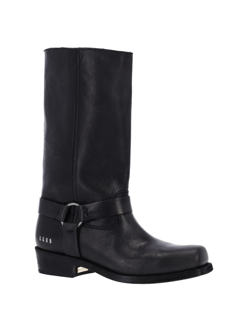 Golden Goose Black Leather Biker Boots
