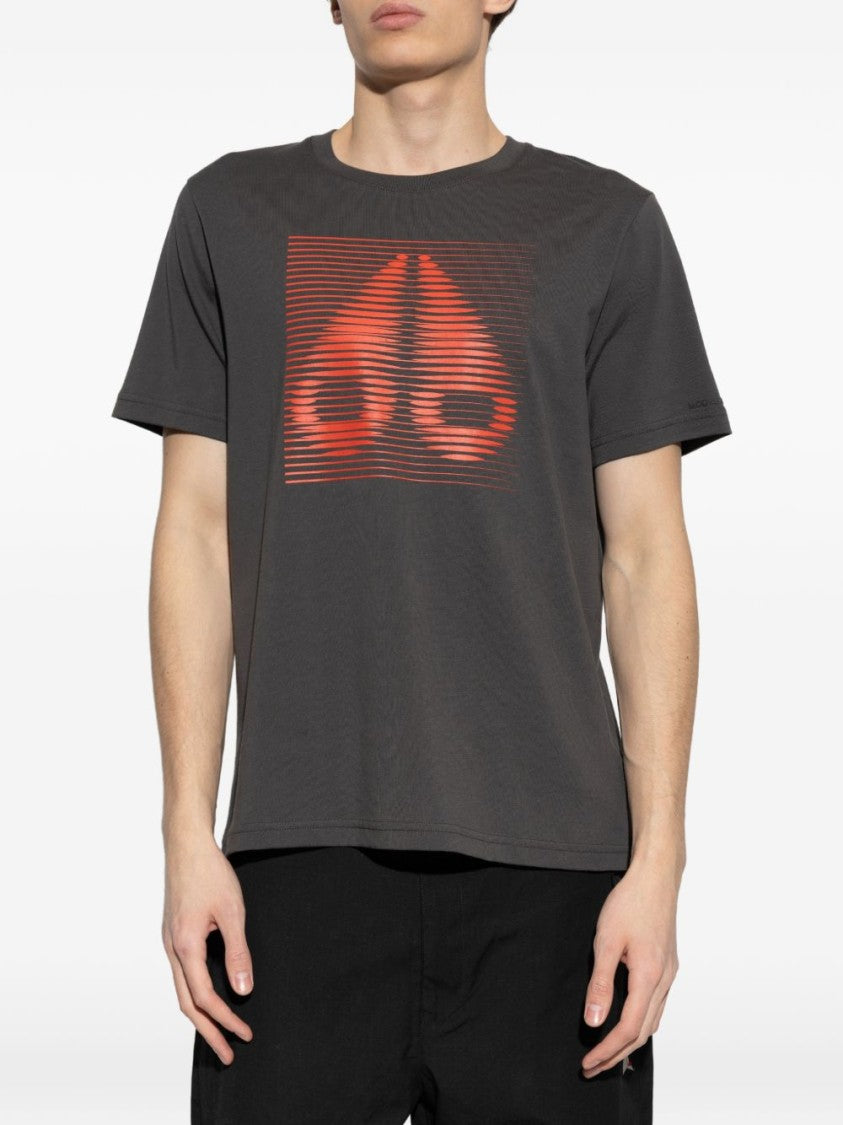 Moose Knuckles Graphic Print Crew Neck T-Shirt With Abstract Design