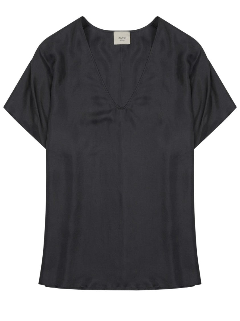 Alysi Silk Twill V-Neck Blouse