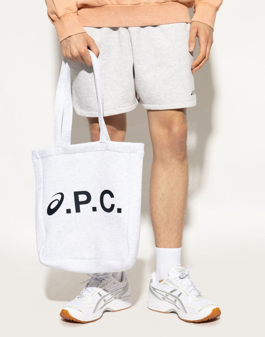 A.P.C. Grey Lou Logo Cotton Tote Bag