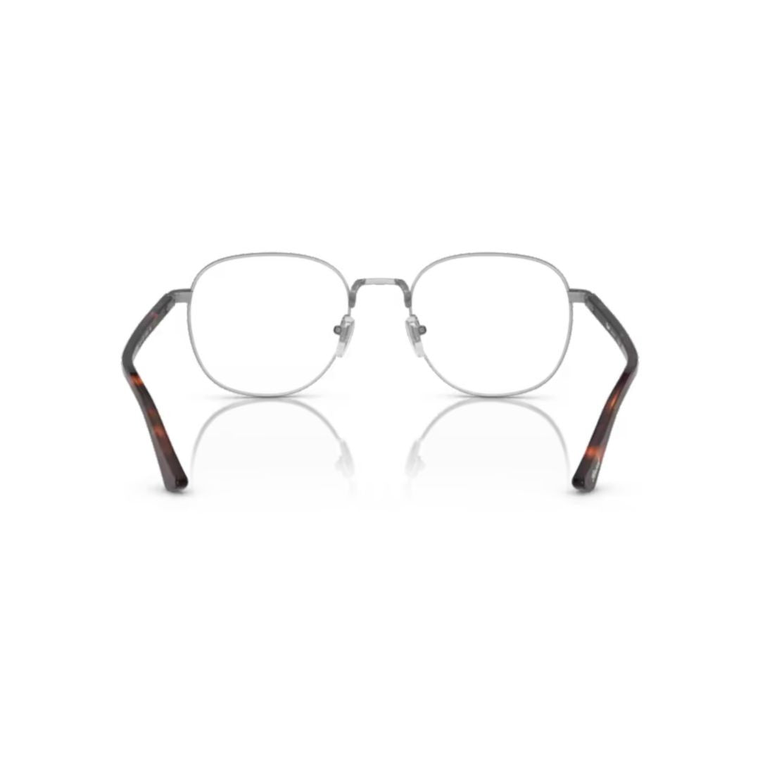 Persol 1007V Vista Square Frame Metal Eyeglasses With Tortoiseshell Temples