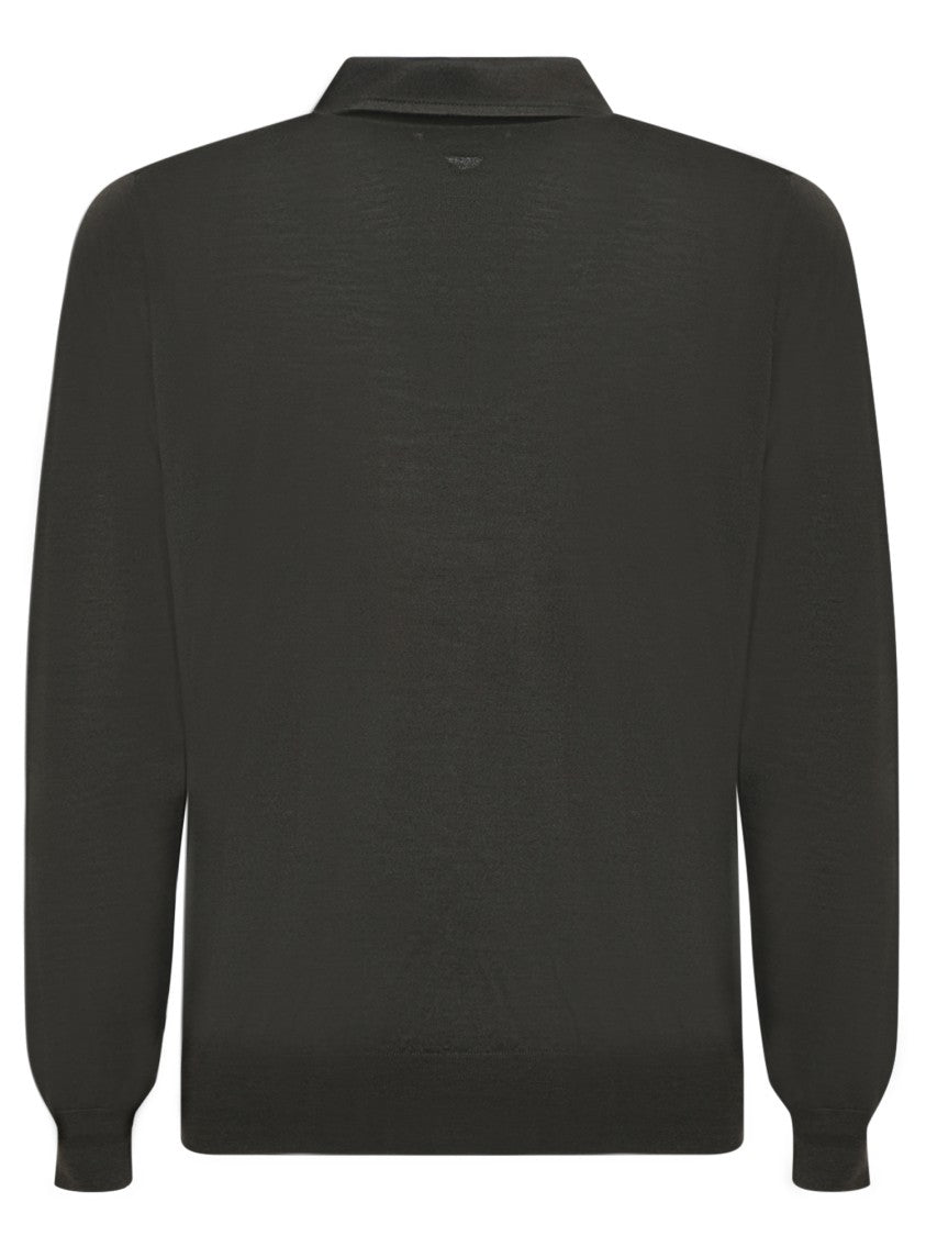 Dell'oglio Long-Sleeve Polo T-Shirt With Classic Collar