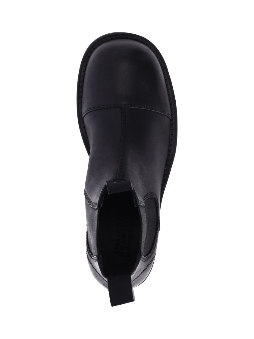 Mm6 By Maison Margiela Black Chelsea Biker Leather Boots