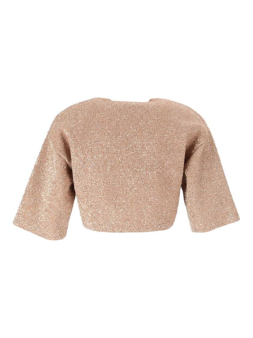 Elisabetta Franchi Cropped Sparkling Tricot Knit Top