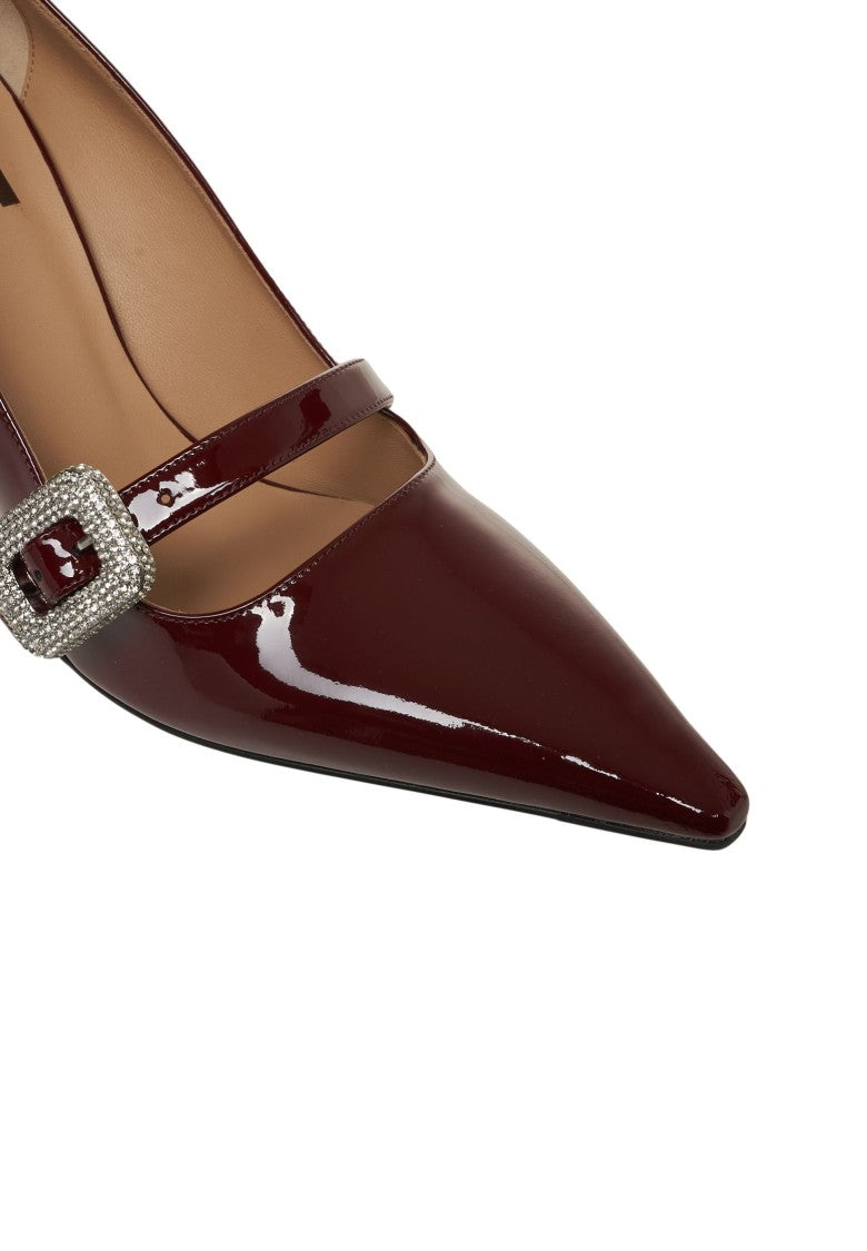 Gender Red Patent Leather Pumps With Delicate Ankle Strap