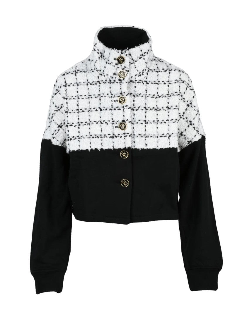 Karl Lagerfeld Textured Bouclé Jacket With Gold-Tone Buttons
