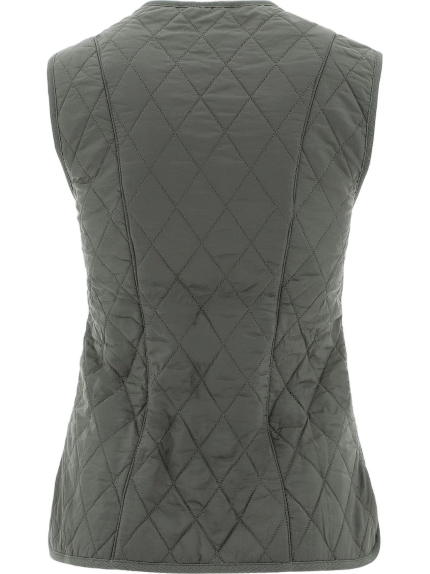 Barbour Olive Green Reversible Quilted Nylon Vest