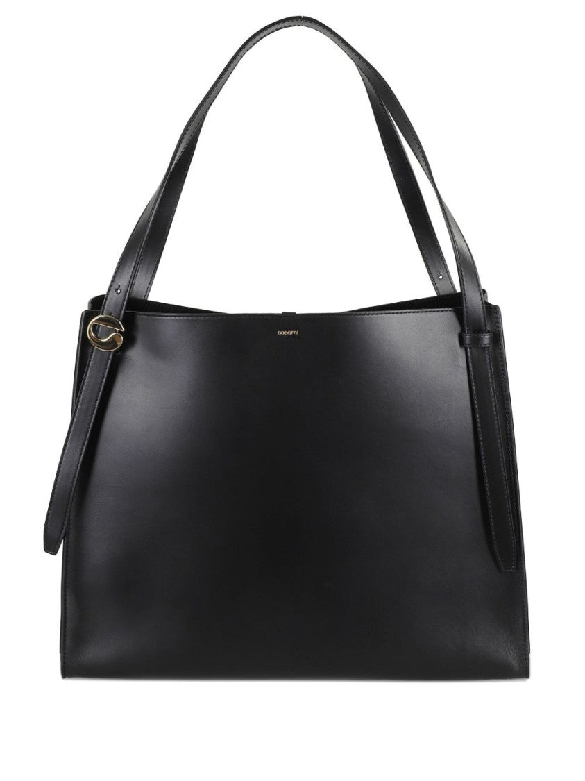 Coperni Structured Black Leather Tote Bag