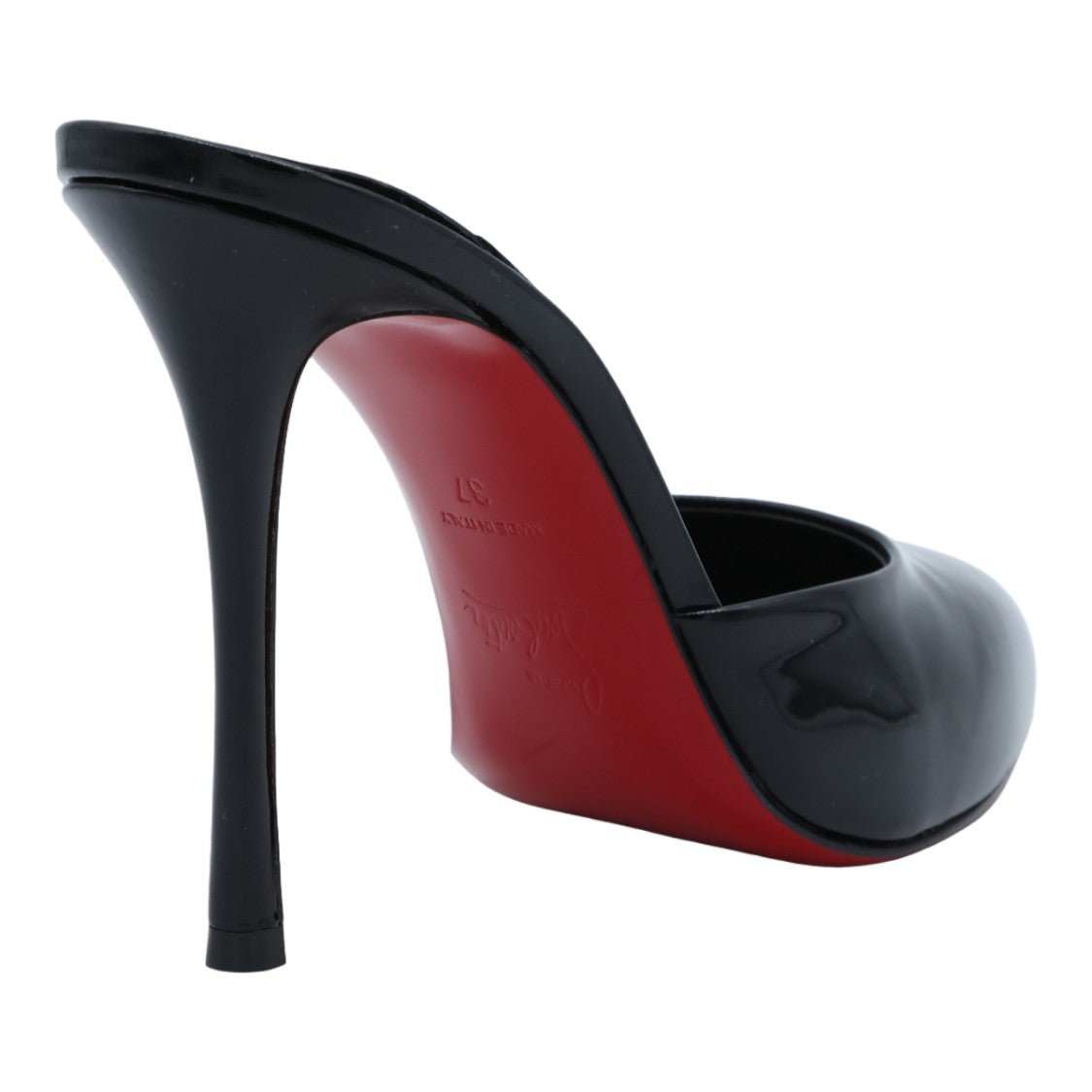 Christian Louboutin Glossy Black Patent High-Heeled Mules
