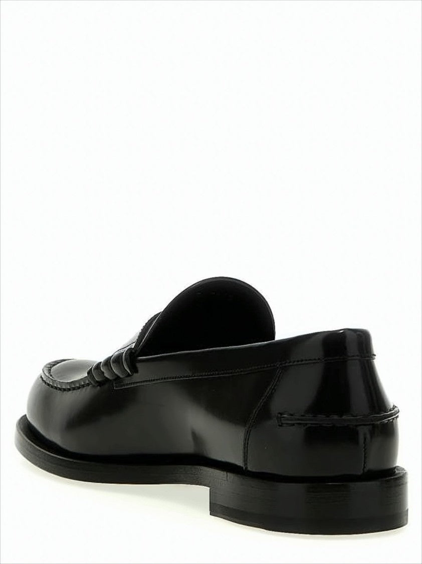 Givenchy Polished Black Calf Leather Loafers With Iconic Emblem