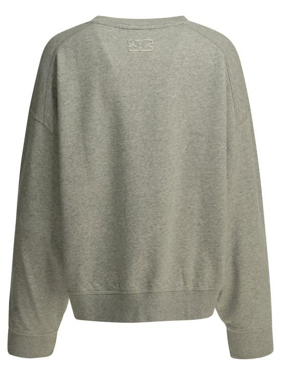 Ganni Heathered Grey Relaxed Fit Crewneck Sweatshirt