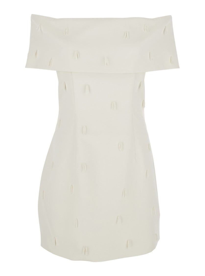 Rotate Beaded Satin Mini Dress