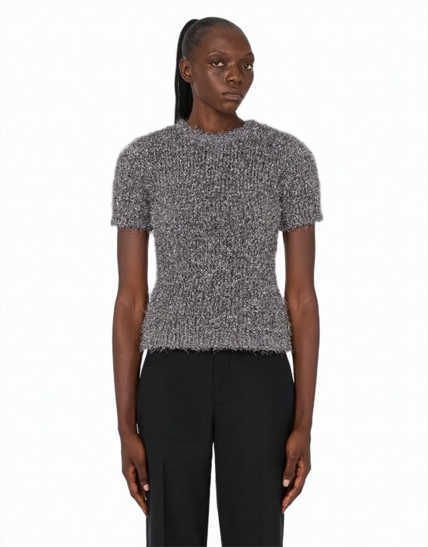 Moschino Textured Fitted Knit Sweater With Round Neckline