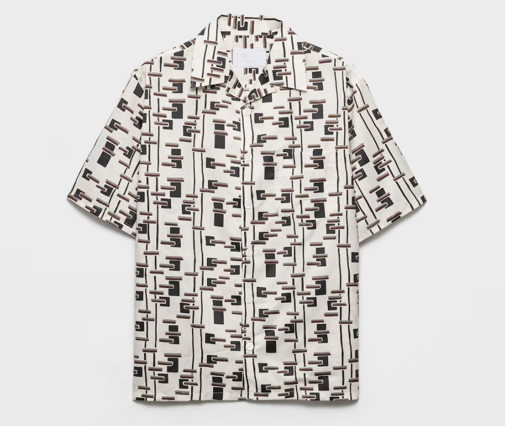 Prada Pattern Print Cotton Bowling Shirt