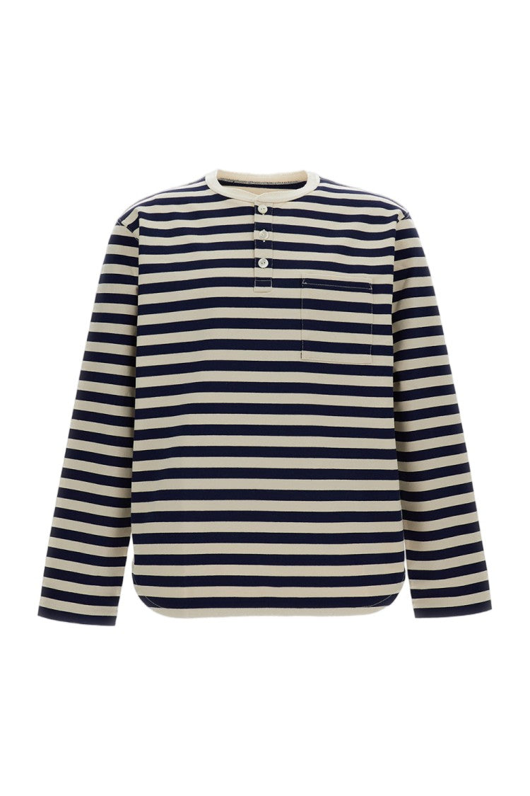 Junya Watanabe White Striped Buttons Boxy Cotton T-Shirt