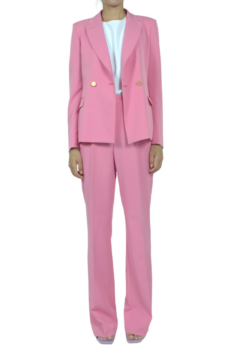 Tagliatore Pink Double-Breasted Polyester-Blend Suit