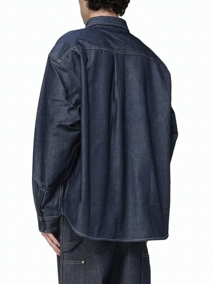 Carhartt Wip Deep Indigo Blue Denim Jacket With Flap Pockets
