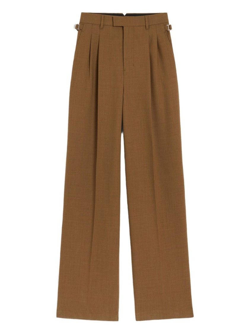 Ami High-Waisted Light Wool Twill Trousers With Pleated Detailing