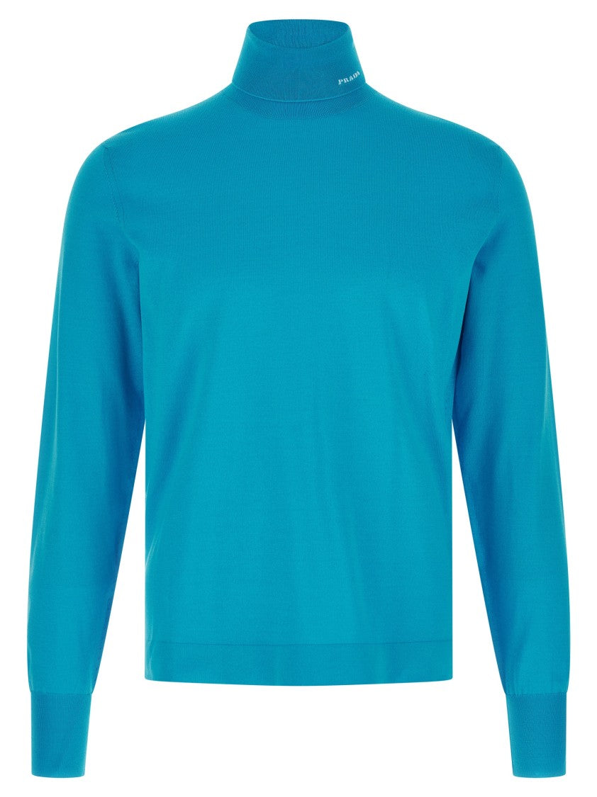Prada Logo Intarsia Turtleneck Sweater