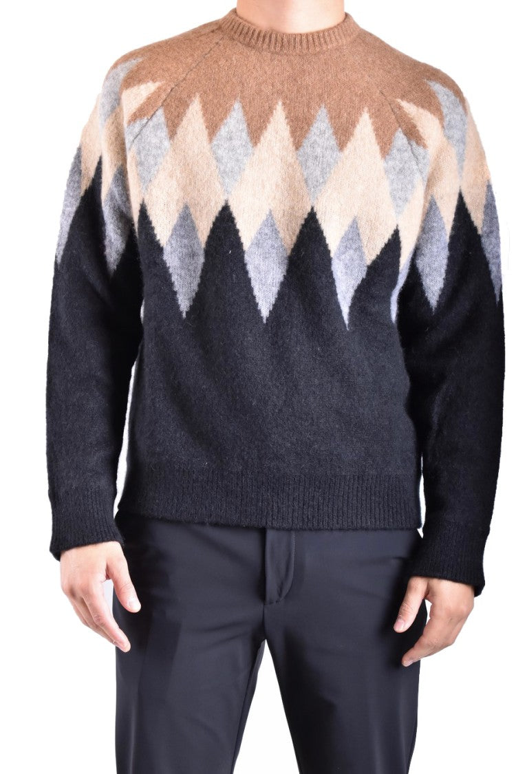 Laneus Diamond Pattern Knitwear In Earthy Tones