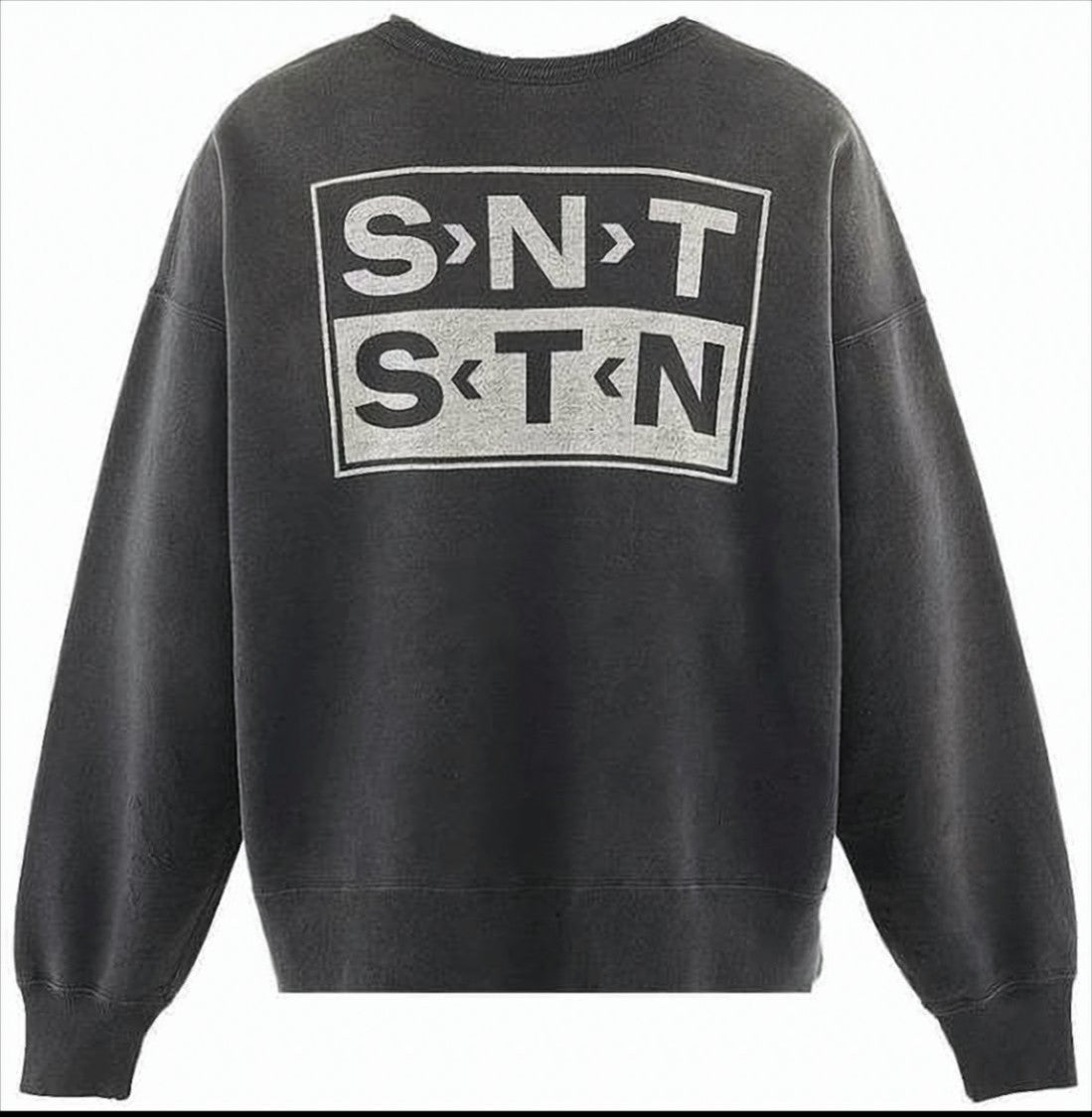 Saint Mxxxxxx Washed Black Long-Sleeve Sweatshirt With Distressed Graphics