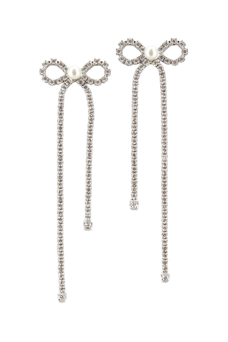 Self-Portrait Crystal Droplet Bow Earrings